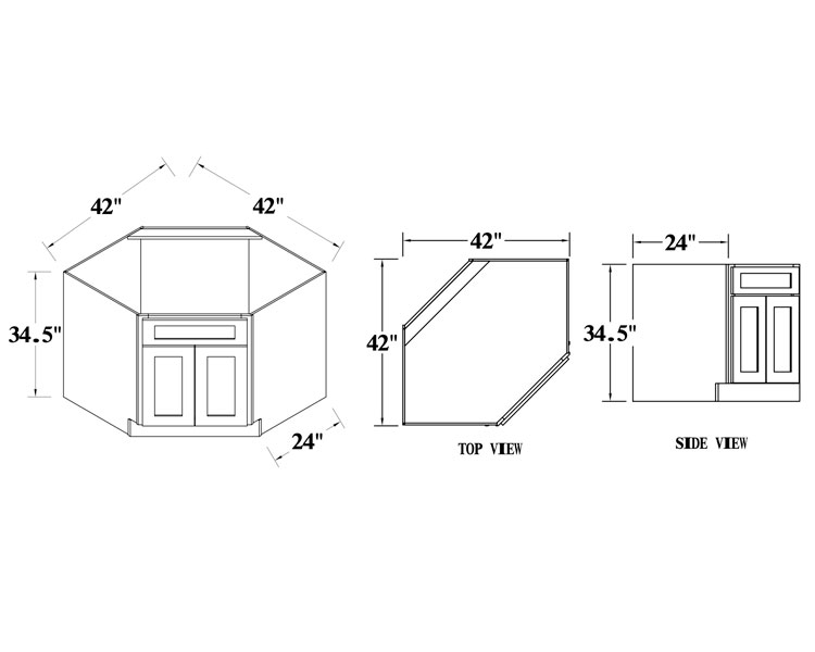 Diagonal Corner Sink Cabinet - Double Door thumbnail