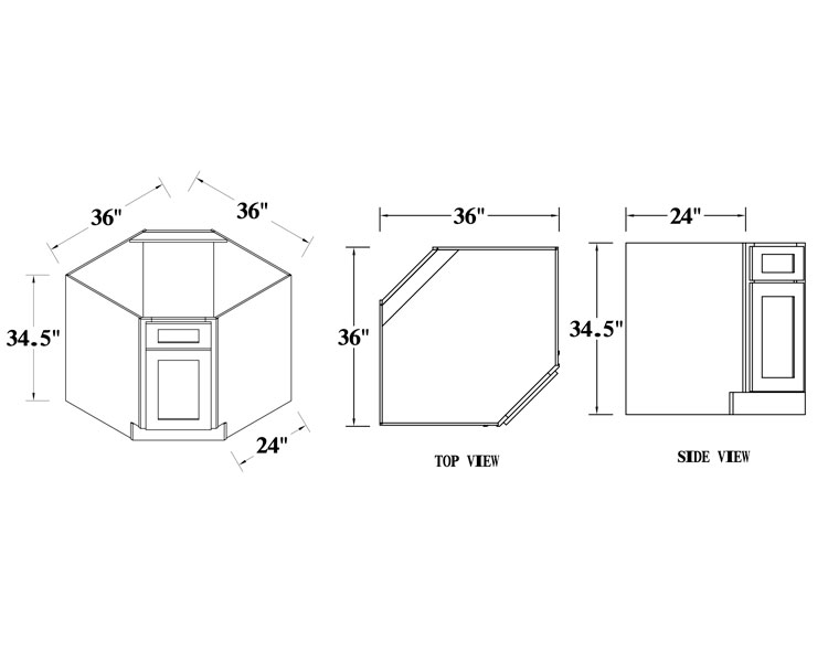 Diagonal Corner Sink Cabinet - Single Door thumbnail