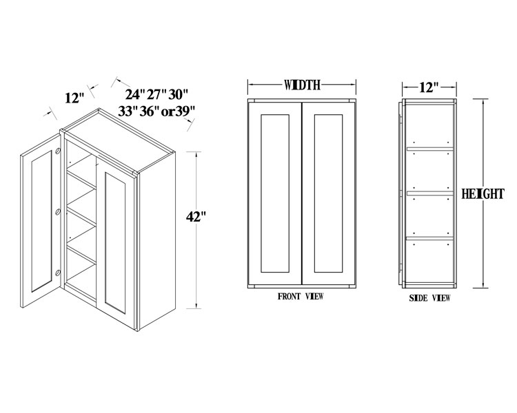 Double Door, Three Shelf Wall Cabinet thumbnail