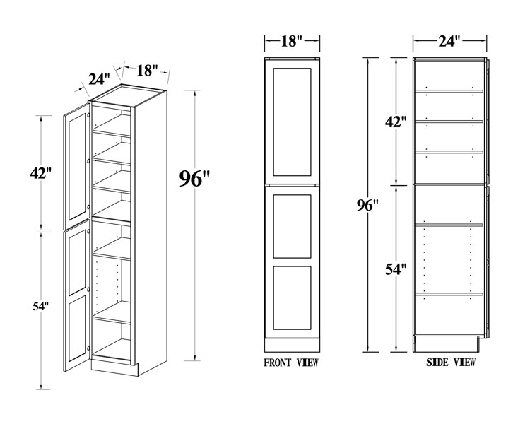Two Door, Three Shelf Pantry Tall Cabinet thumbnail