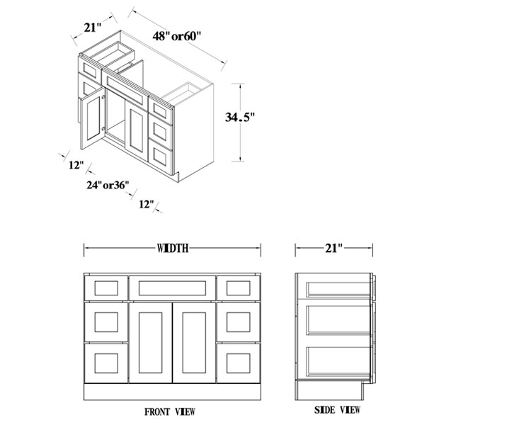 Two Door Vanity Sink Drawer Base Combo thumbnail